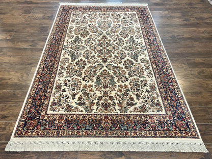 Karastan Rug 5.9 x 9, Ivory Sarouk #760, Wool Vintage Original Collection 700 Series