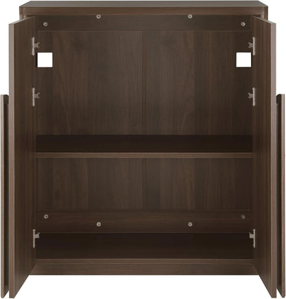 Walnut Sideboard Buffet Cabinet With Generous Storage And Wave Pattern Doors