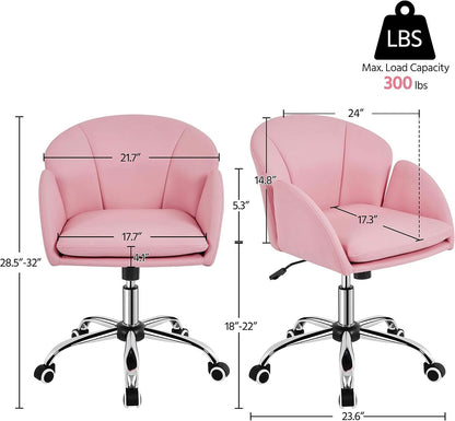 Pink Petal Desk Chair Swivel Upholstered Office Chair