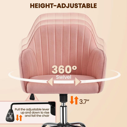 Pink Desk Chair With Adjustable Height For Home Office