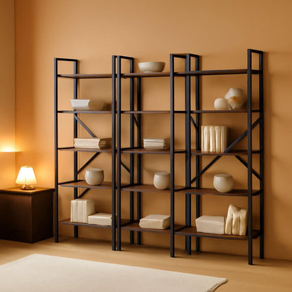Rustic Brown Four Tier Bookshelf For Home Office Storage