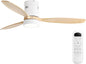 52 Inch White Wood Ceiling Fan With LED Light And Remote