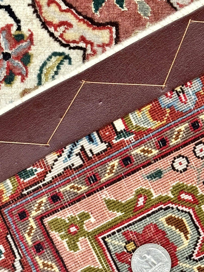 Small Persian Tabriz Rug 2x3, Floral Medallion, Wool and Silk, 340 KPSI