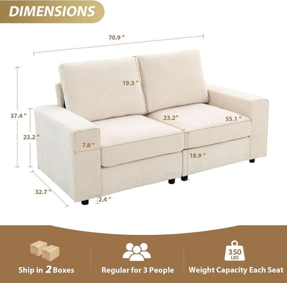 Seventy One Inch Beige Chenille Modular Sofa Collection