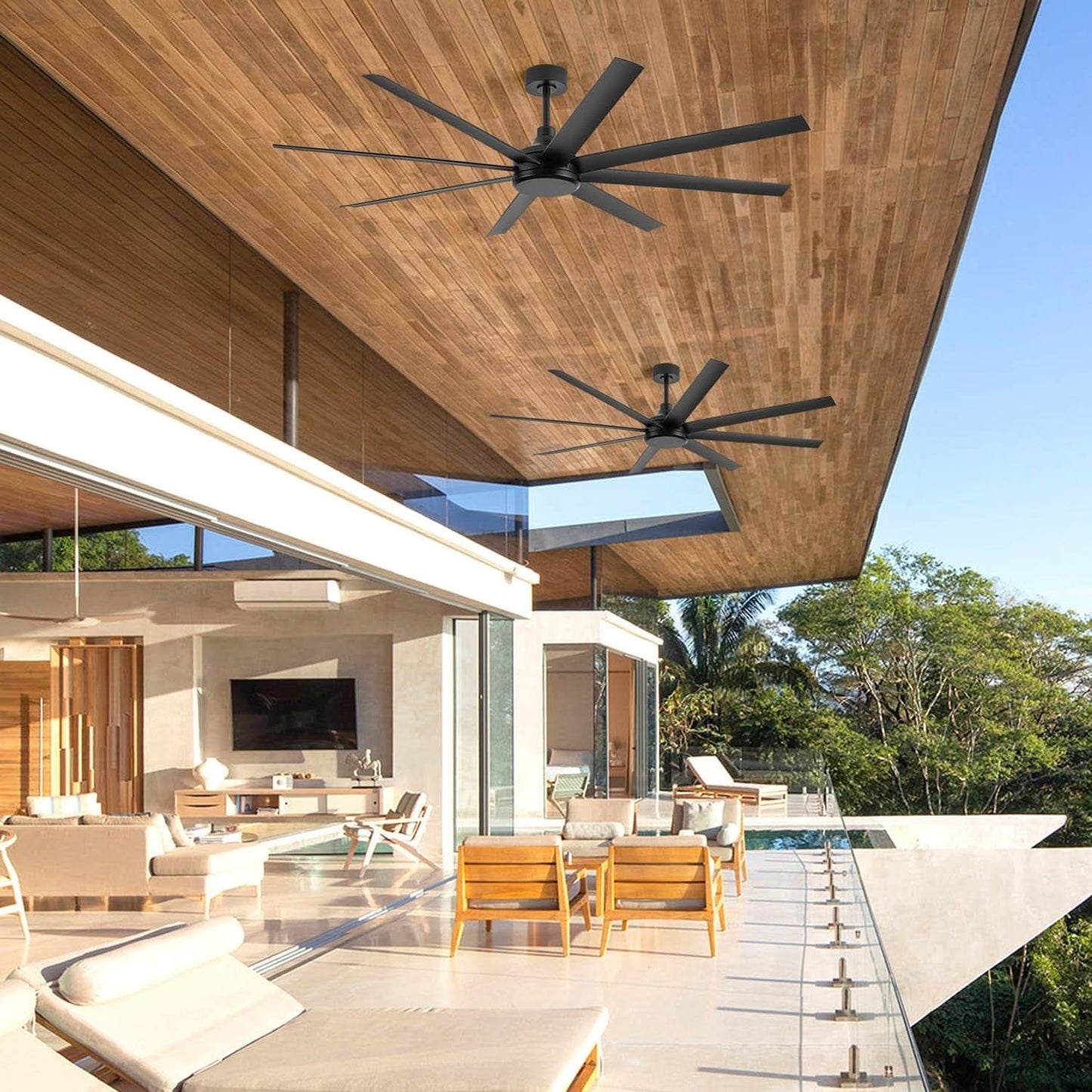 65 Inch Matte Black Ceiling Fan With Remote Quiet DC Motor