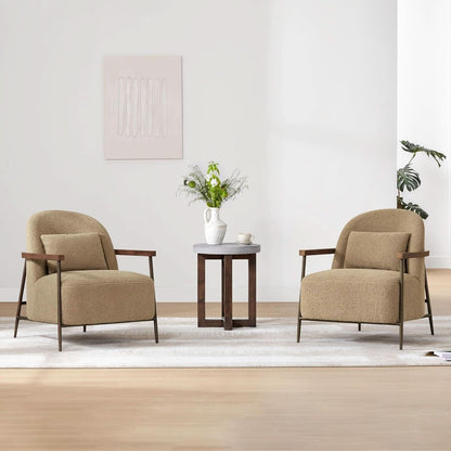 Camel Faux Sherpa Upholstered Armchair Modern Collection
