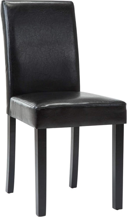 Modern PU Upholstered Dining Chairs Black Cushioned Seats