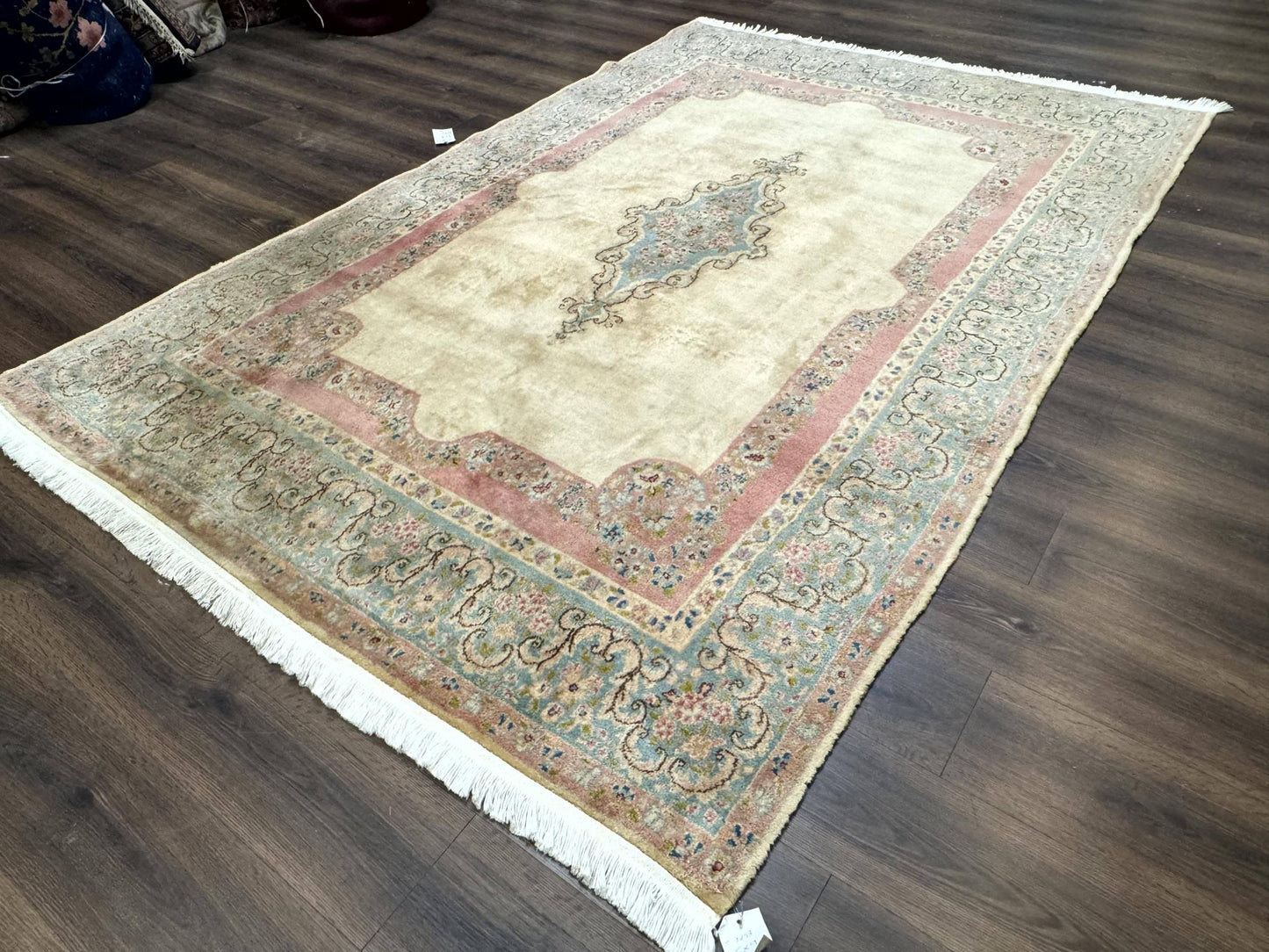 Persian Kerman Rug 6x9, Pastel Colors, Semi Open Field