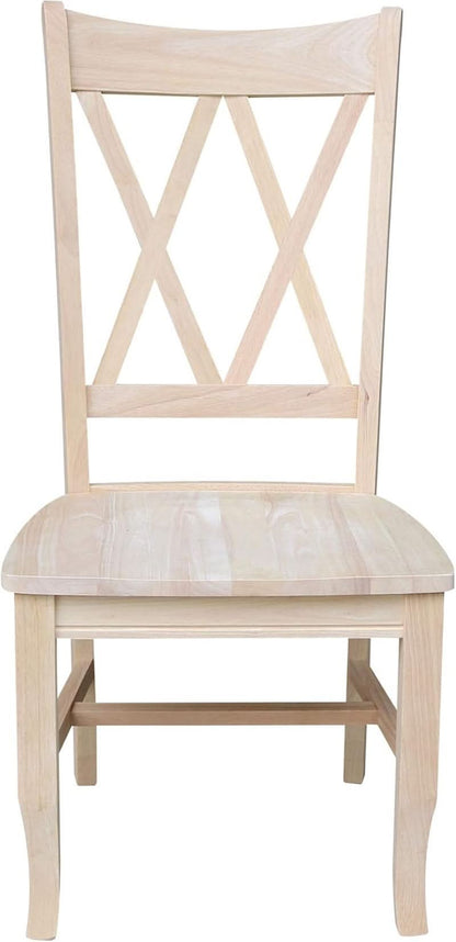 Two Unfinished Parawood Dining Chairs With X Back