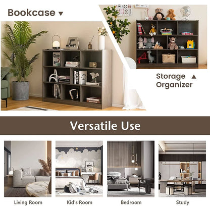 Grey 8 Cube Modular Bookcase For Living Rooms With Display
