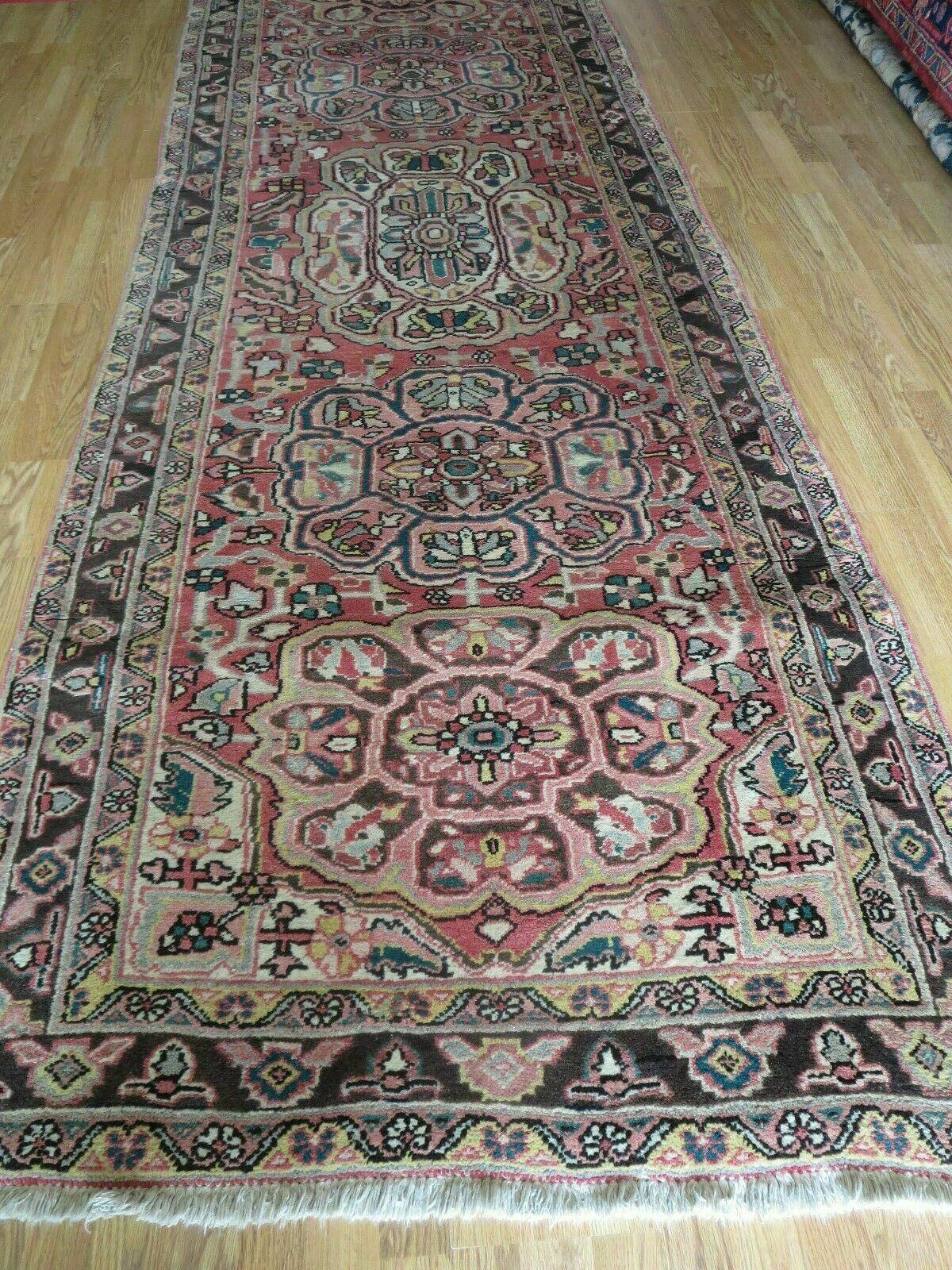 3' 9" X 10' 6" Semi Antique Handmade Turkish Wool Runner Rug