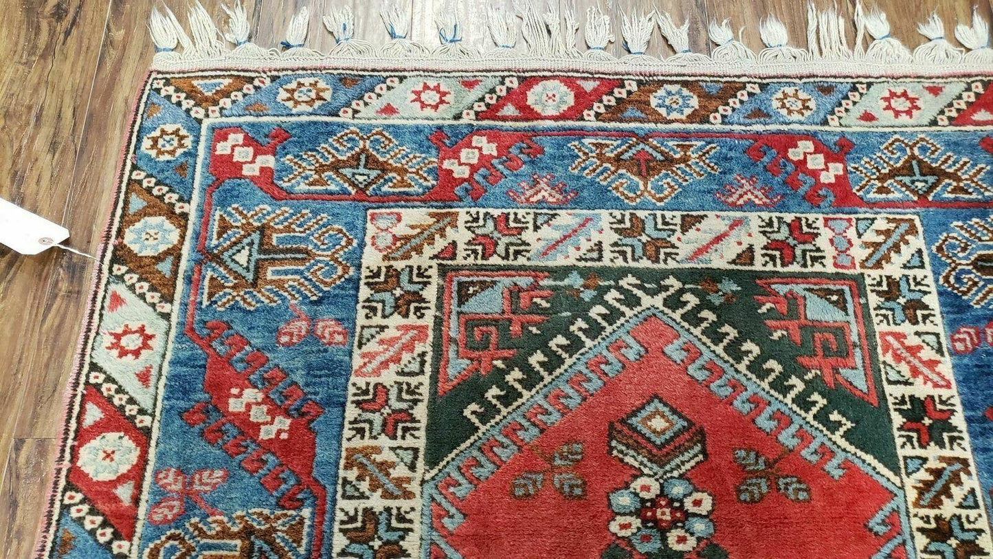 4' X 6' Handmade Turkish Super Kazak Shirvan Wool Rug Colorful