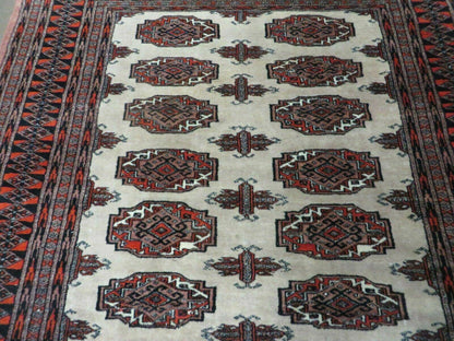 4' X 6' Vintage Handmade Bokhara Turkoman Pakistan Wool Rug Carpet Nice