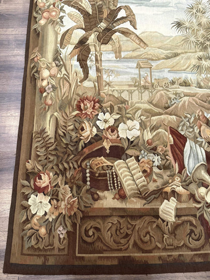 Vintage French Tapestry 5x7, Handmade, Wool, Aubusson Weave