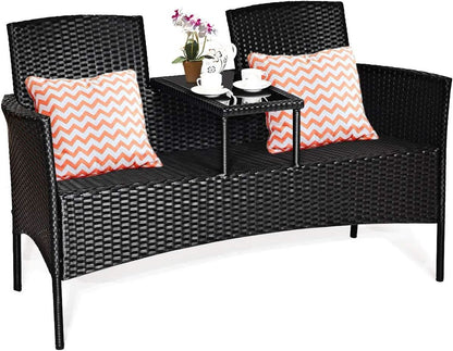 Wicker Outdoor Conversation Set With Removable Cushions
