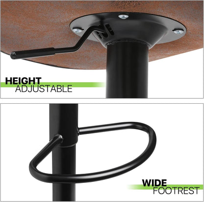 Bar Stools Set Of 2 Adjustable Counter Height PU Leather