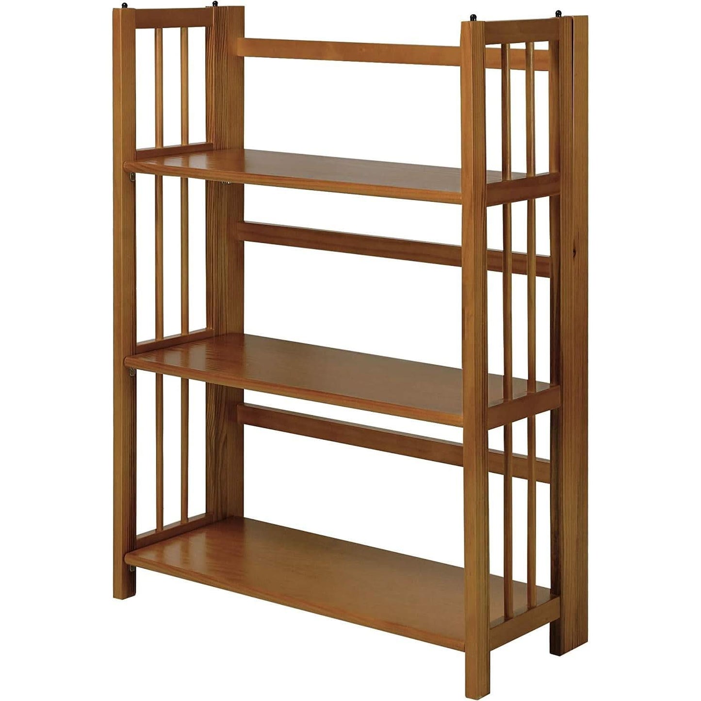 Chestnut Three Shelf Stackable Bookcase Solid Wood