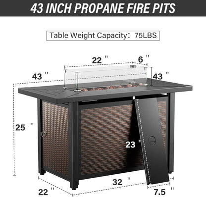 8 Piece Patio Furniture Set With 50000 BTU Fire Pit
