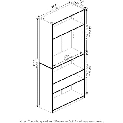 Adjustable 5 Tier Amber Pine Bookcase Living Room Storage