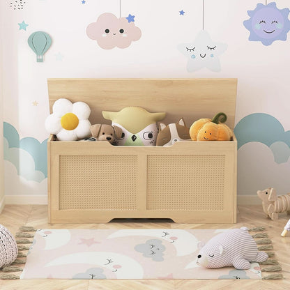 FortyThreeInch RattanLike StorageChest Bench With Safety Hinge