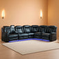 Black Leather Power Reclining Sectional Sofa Living Room