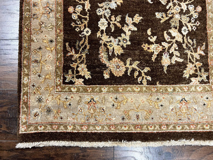 Peshawar Runner Rug 3 x 20, Wool Hand Knotted Vintage Pakistani Carpet, Brown & Taupe, Chobi Mahal Floral Rug, Extra Long Hallway Runner