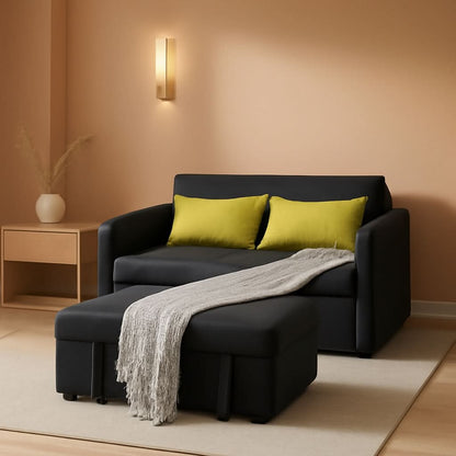 Black Convertible Loveseat With Pull Out Bed For Small Spaces