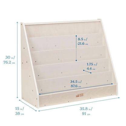 Single Sided Book Display Classroom Bookshelf White Wash