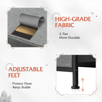 Dark Grey Fabric Dresser With 10 Drawers For Bedroom