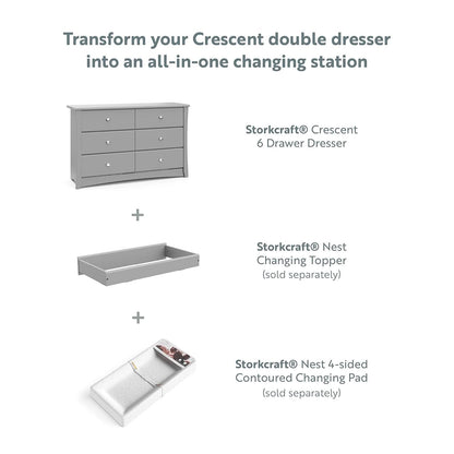 Crescent 6 Drawer Dresser Pebble Gray Nursery Organizer