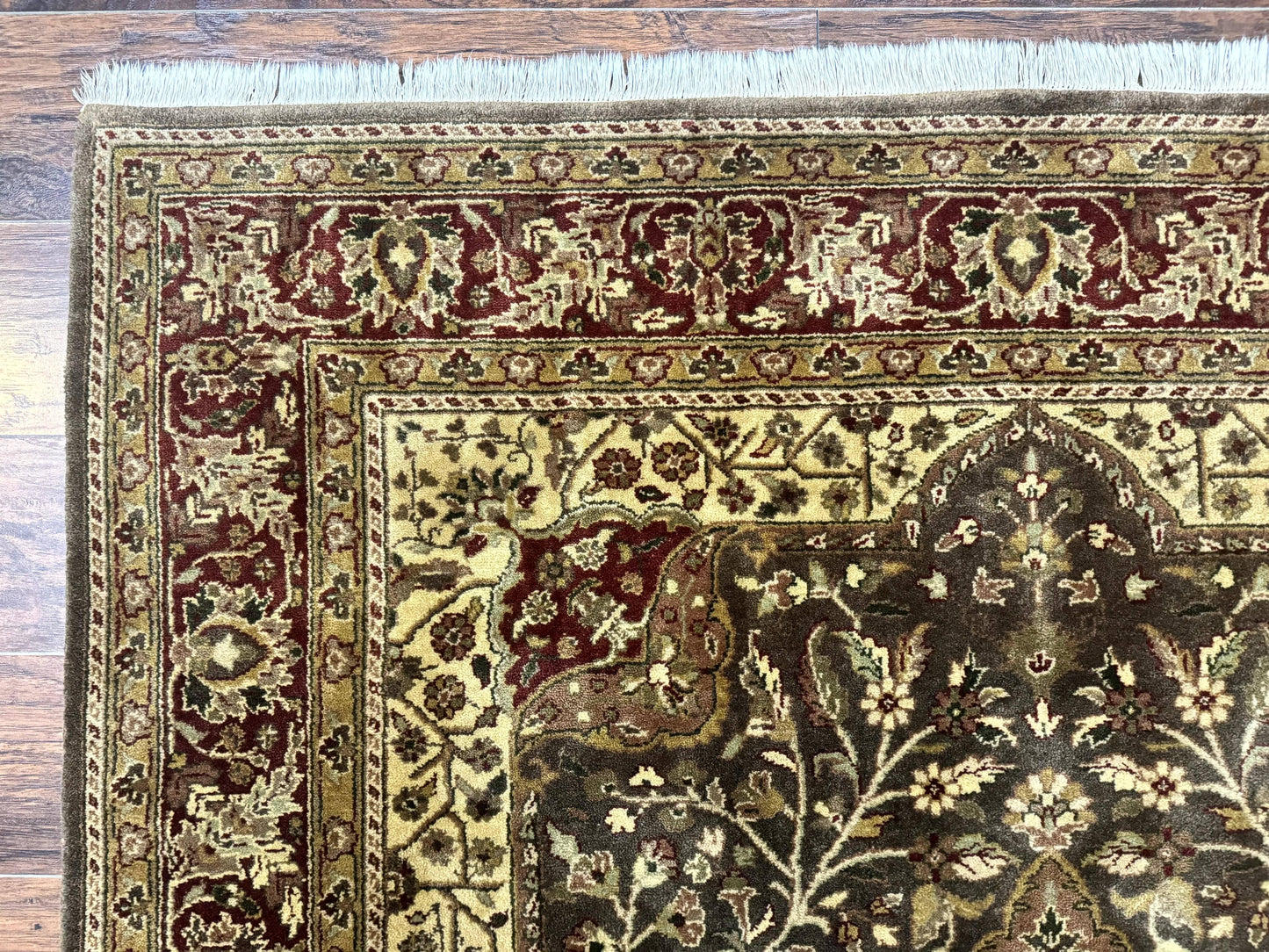 Indo Persian Rug 6x9, Wool Handmade Vintage Rug, Floral Cross Pattern