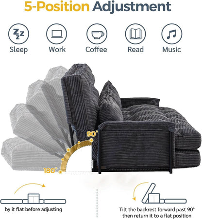 Customizable Dark Grey Floor Sofa Bed With Five Position Adjustment