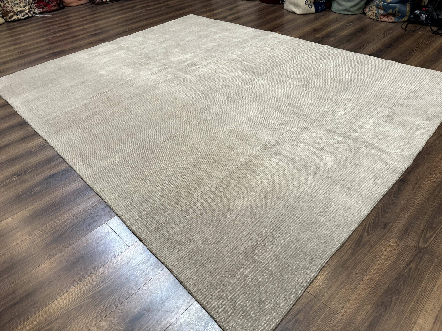 Tibetan Rug 8x10 Taupe Handmade Wool Modern Contemporary Carpet
