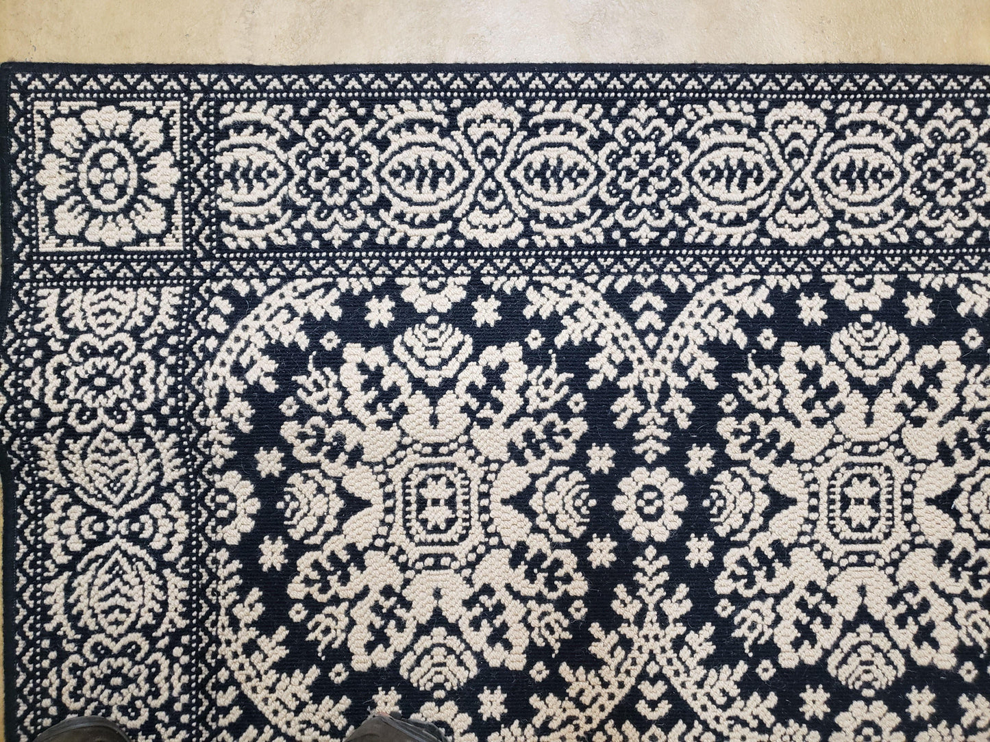 4x6 Power-Loomed Rug Dark Navy Blue & Ivory Oriental Carpet Nice