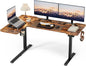 59 Inch Reversible L Shaped Electric Standing Desk Brown