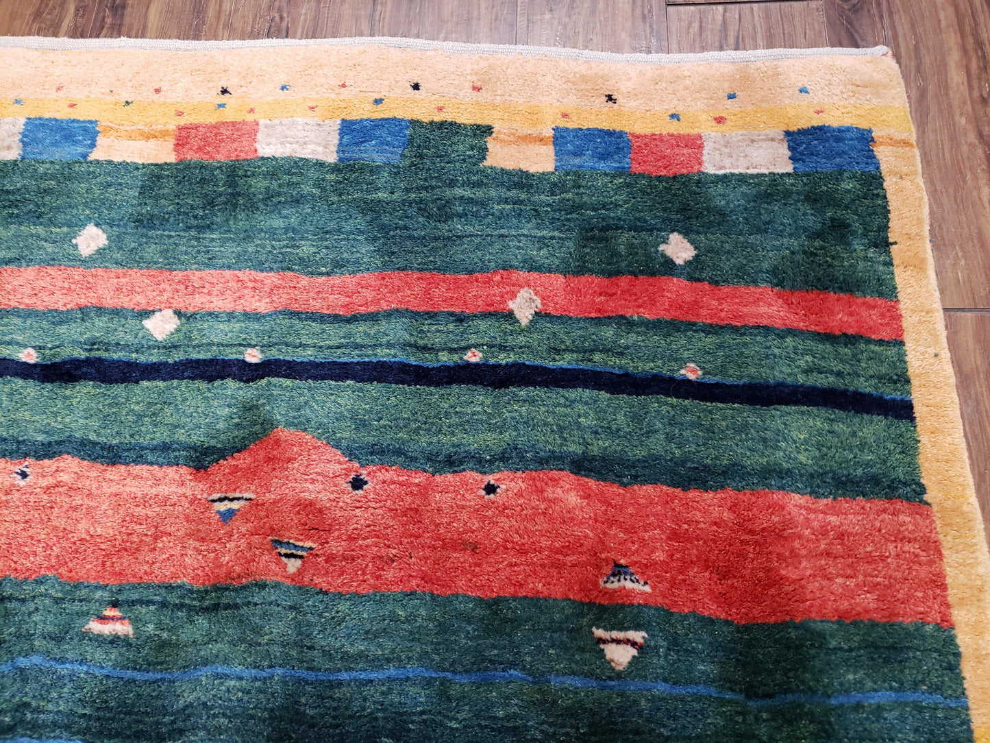 Colorful Persian Gabbeh Rug 4x6, Soft Pile, Colorful Rug, Handmade Hand Knotted Wool Carpet, Home Office Rug, Area Rug for Bedroom 4 x 6 ft