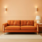 2 Piece Orange Velvet Loveseat Couch Set With Gold Metal Legs 86 Inch Living Room Sofa With 4 Pillows