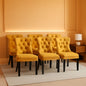 Gold Velvet Tufted Dining Chair With Ring Pull Trim