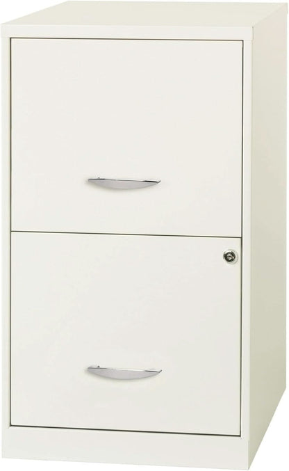 2-Drawer File Cabinet White 14.2 X 18 X 24.5 Inches Locking Drawers Steel Enamel