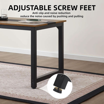 Large Computer Desk 59.8 Inches Wooden Surface Rustic Black