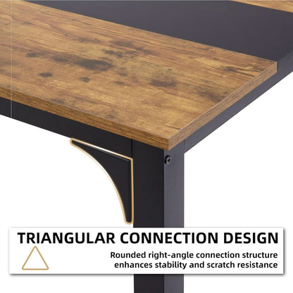 Large Computer Desk 59.8 Inches Wooden Surface Rustic Black