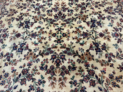 Antique Karastan Rug 8.8 x 12 Lanamar Floral Ivory Kirman Wool Discontinued