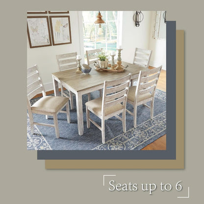 Seven Piece Weathered Whitewash Dining Set Collection