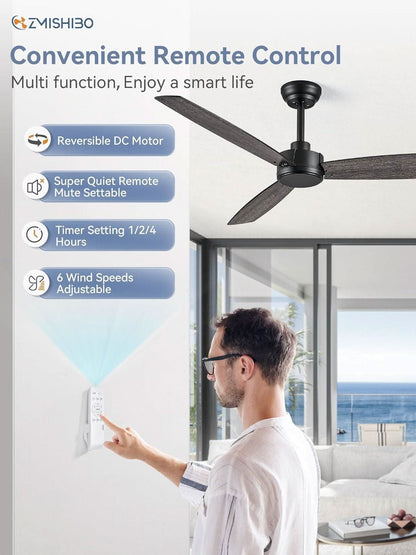 52 Inch Black Outdoor Ceiling Fans 2 Pack Damp Rated