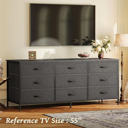 9 Drawer Dresser TV Stand for 55 Inch TVs Black Storage