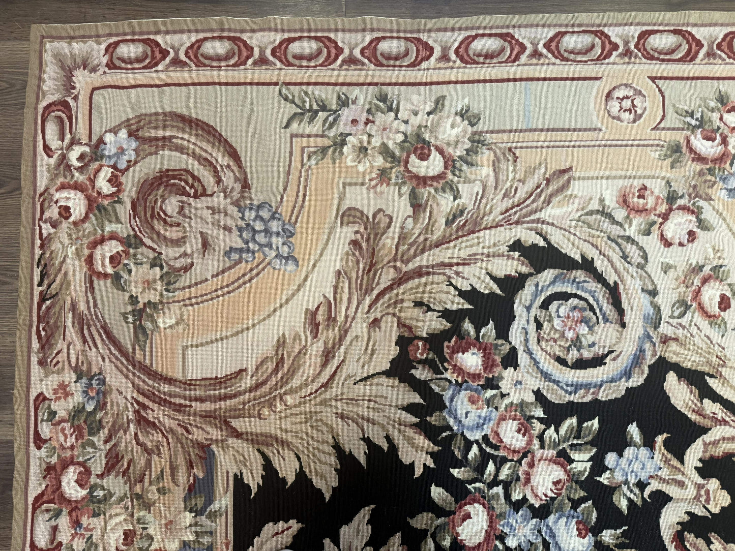 Wonderful Needlepoint Rug 10x14, Large Aubusson Carpet, Floral, Elegant, European Design