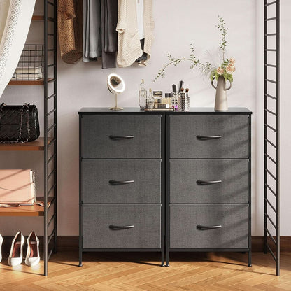 Dark Grey Dresser Nightstand With 3 Drawers Space Saver