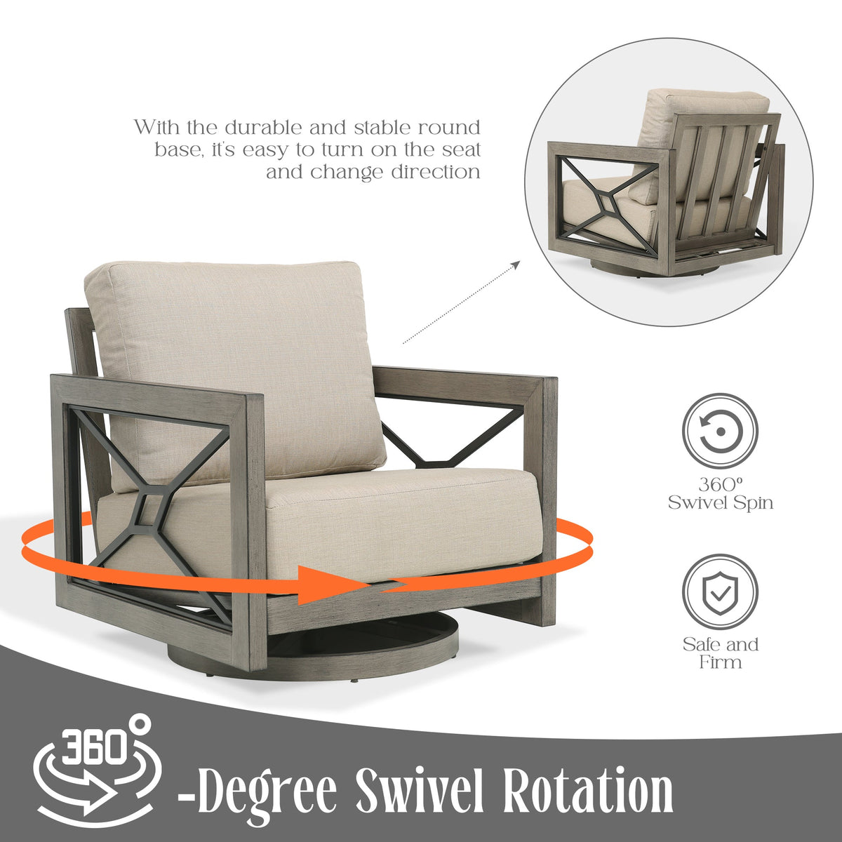 Marindo 5 Pieces Aluminum Patio Conversation Set with Sunbrella® Cushions for 5 Person
