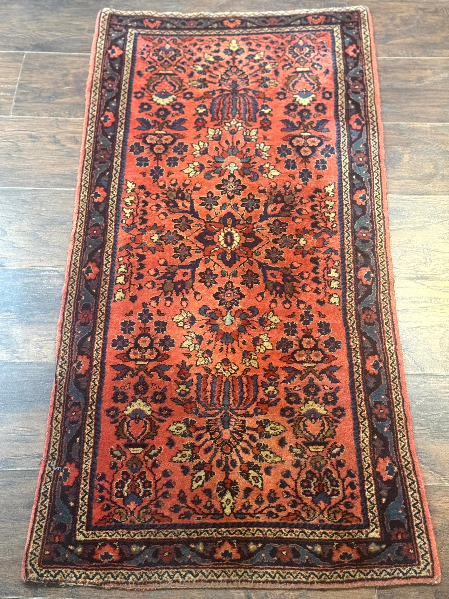 Antique Persian Sarouk Rug 2x4, Red, Fine 260 KPSI