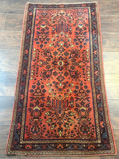 Antique Persian Sarouk Rug 2x4, Red, Fine 260 KPSI